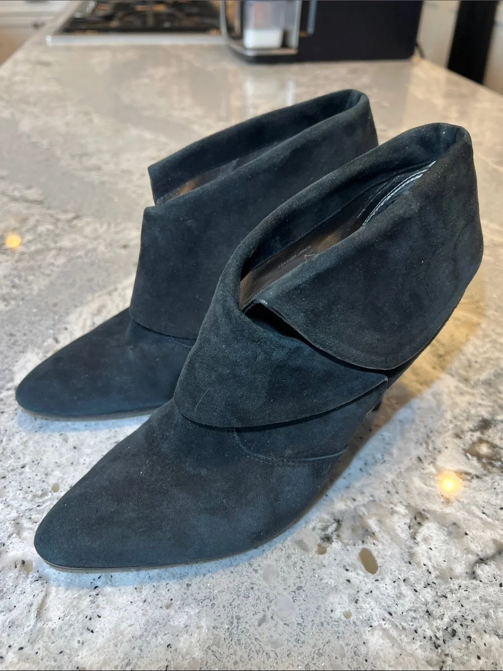 Via Spiga Suri Black Suede Foldover Cuff Ankle Booties - Size 8 EUC